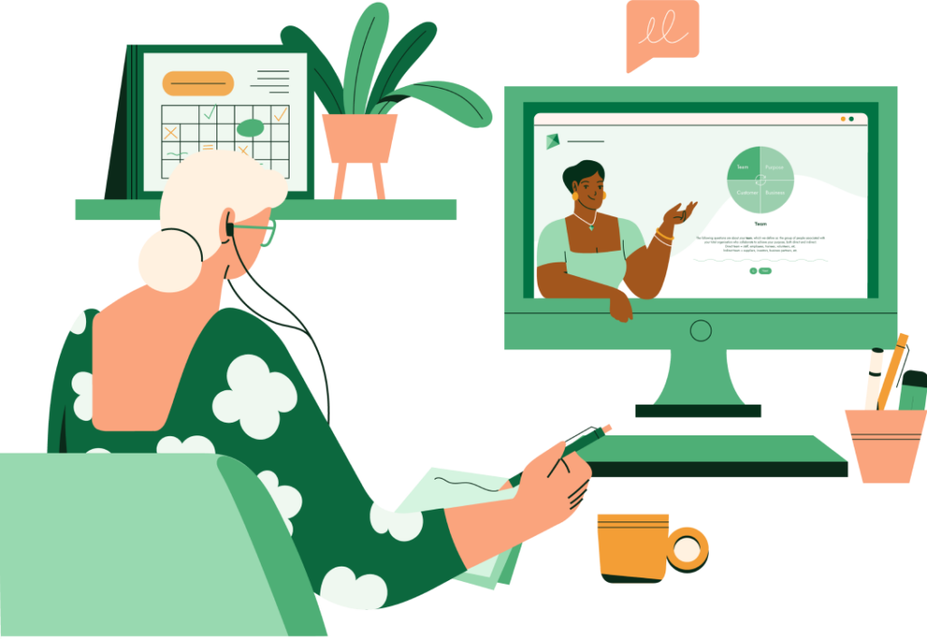 An illustration of a woman working